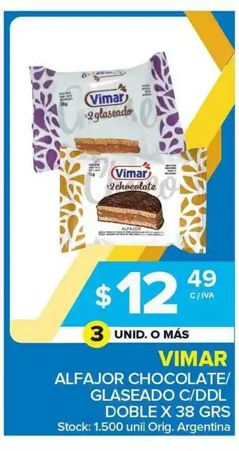 Carrefour Maxi Vimar Alfajor Chocolate- Glaseado C-DDL Doble X 38 Grs oferta