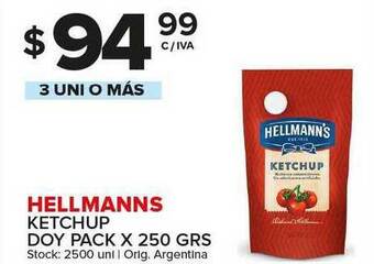 Carrefour Maxi Hellmanns Ketchup Doy Pack X 250 Grs oferta