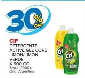 Carrefour Maxi Cif Detergente Active Gel Core Limon-Limon Verde X 500 Cc 30% Off oferta