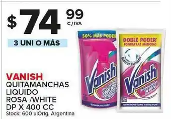 Carrefour Maxi Vanish Quitamanchas Liquido Rosa/White DP X 400 Cc oferta