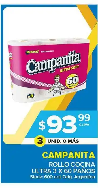 Carrefour Maxi Campanita Rollo Cocina Ultra 3 X 60 Paños oferta