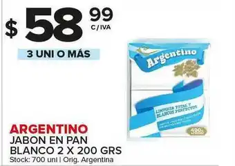 Carrefour Maxi Argentino Jabon En Pan Blanco 2 X 200 Grs oferta