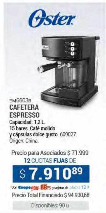 Cooperativa Obrera Cafetera espresso oster oferta