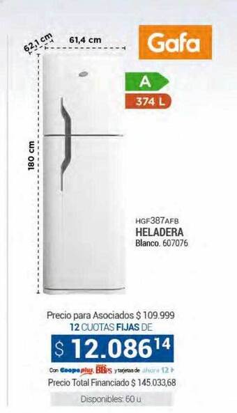 Cooperativa Obrera Heladera gafa oferta