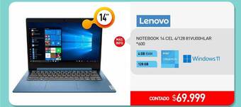 La Anonima Lenovo notebook 14 cl 4 128 81vu00hlar oferta