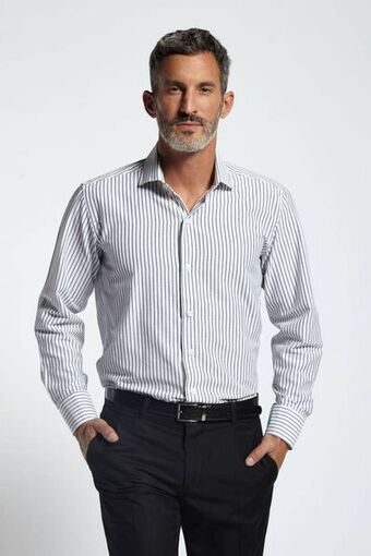 Macowens Camisa de vestir rayada negra oferta