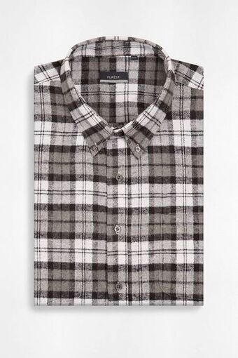 Macowens Camisa viyela a cuadros gris medio oferta
