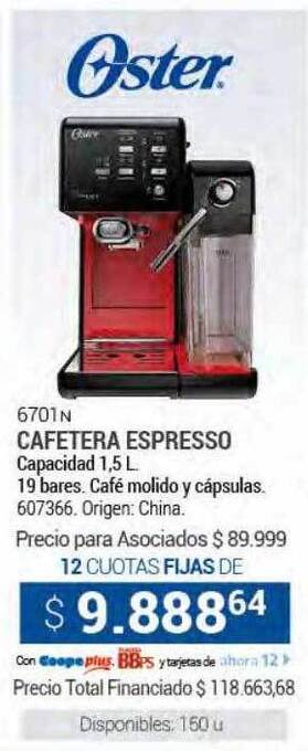 Cooperativa Obrera Cafetera espresso oster oferta