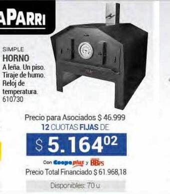 Cooperativa Obrera Simple horno asaparri oferta