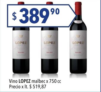 Hergo Vino Lopez Malbec x 750 cc oferta