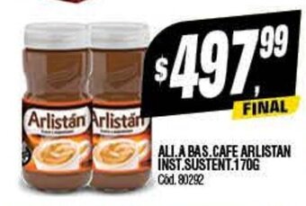 Supermercados Yaguar Ali.A.Bas./Cafe Arlistan Inst.Sustent.170g oferta