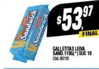 Supermercados Yaguar Galletitas Leiva Sand. 110g oferta