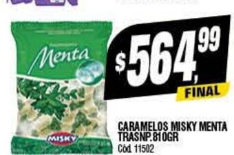 Supermercados Yaguar Caramelos Misky Menta Transp. 810gr oferta