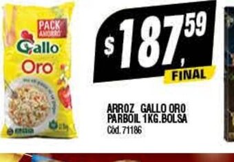 Supermercados Yaguar Arroz Gallo Oro Parboil 1kg. Bolsa oferta