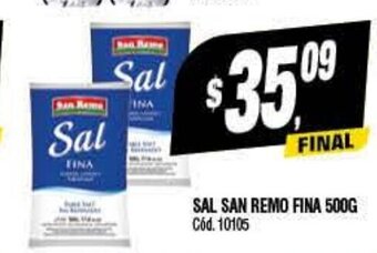 Supermercados Yaguar Sal San Remo Fina 500g oferta