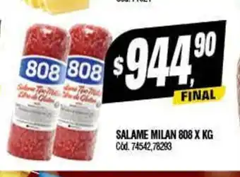 Supermercados Yaguar Salame Milan 808 x kg oferta