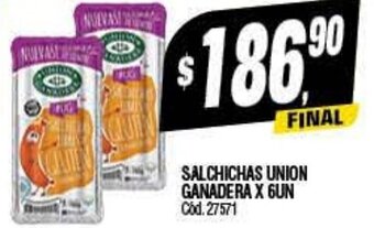 Supermercados Yaguar Salchichas Union Ganadera x 6un oferta