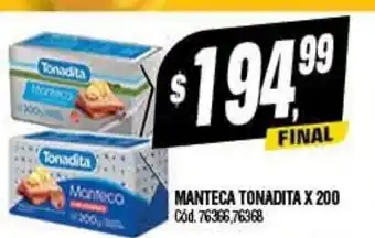 Supermercados Yaguar Manteca Tonadita x 200 oferta