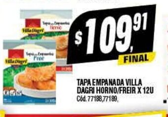 Supermercados Yaguar Tapa Empanada Villa Dagri Horno/Freir x 12u oferta