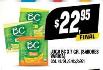 Supermercados Yaguar Jugo Bc x 7gr oferta