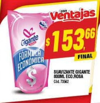 Supermercados Yaguar Suavizante Gigante 800ml Eco. Rosa oferta