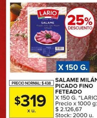 Carrefour Maxi Salame milan picado fino feteado oferta