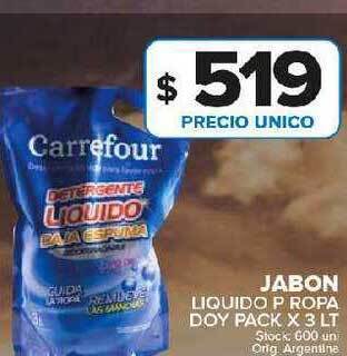 Carrefour Maxi Jabon liquido p ropa doy pack oferta