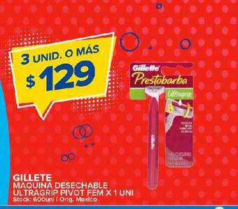 Carrefour Maxi Gillette maquina desechable ultragrip pivot fem oferta