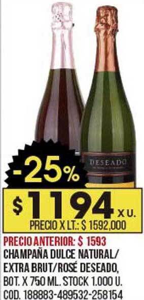 Coto Champaña dulce natural extra brut rosé deseado oferta