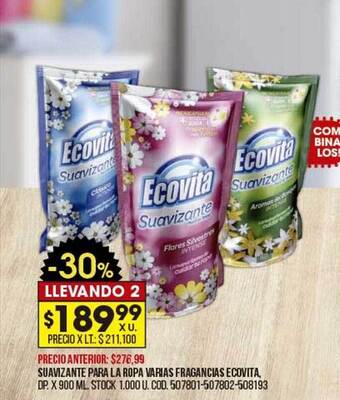 Coto Suavizante para la ropa varias fragancias ecovita oferta