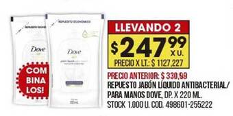 Coto Repuesto jabón líquido antibacterial para manos dove oferta