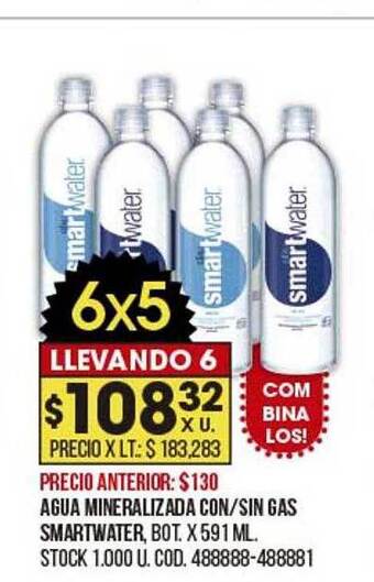 Coto Agua mineralizada con sin gas smartwater oferta