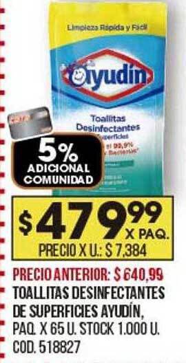 Coto Toallitas desinfectantes de superficies ayudín oferta