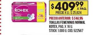 Coto Toallas femeninas normal kotex oferta