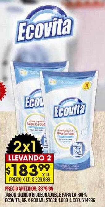 Coto Jabón líquido biodegradable para la ropa ecovita oferta