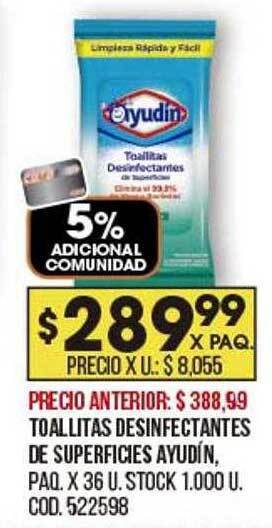 Coto Toallitas desinfectantes de superficies ayudín oferta