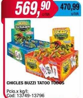 Maxiconsumo Chicles buzzi tatoo todos oferta