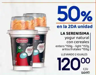 Supermercados Monarca La serenisima yogur natural con cereales 50% en la 2da unidad oferta