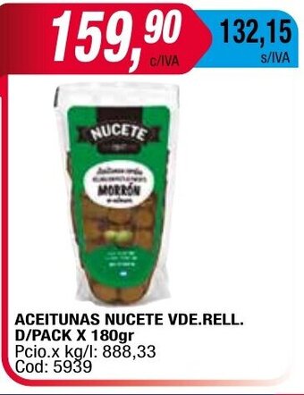 Maxiconsumo Aceitunas NUcete Vde.Rell. D/Pack x 180gr oferta