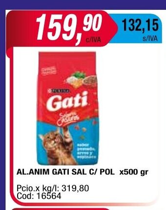 Maxiconsumo Al.Anim Gati Sal C/Pol x 500gr oferta