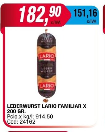 Maxiconsumo Leberwurst Lario Familiar x 200gr oferta