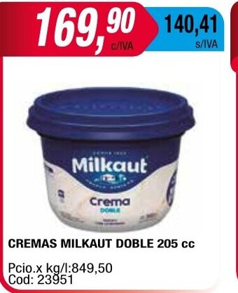 Maxiconsumo Cremas Milkaut Doble 205cc oferta