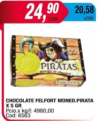 Maxiconsumo Chocolate Felfort Moned.Pirata x 5 gr oferta