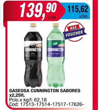 Maxiconsumo Gaseosa Cunnington Sabores x 2.25 Lt oferta