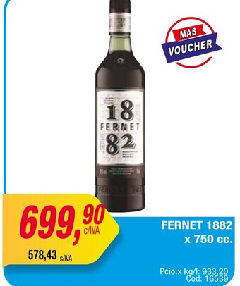 Maxiconsumo Fernet 1882 x 750cc oferta
