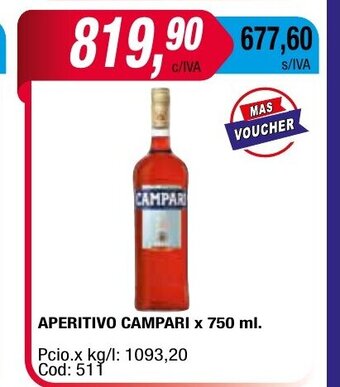 Maxiconsumo Aperitivo Campari x 750 ml oferta