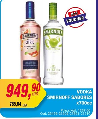 Maxiconsumo Vodka Smirnoff Sabores x 700 cc oferta