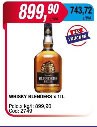 Maxiconsumo Whisky Blenders x 1 lt oferta