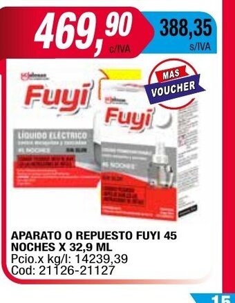 Maxiconsumo Aparato o Repuesto Fuyi 45 Noches x 32.9 ml oferta