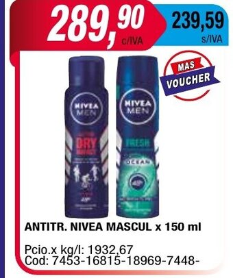 Maxiconsumo Antitr. Nivea Mascul x 150 ml oferta